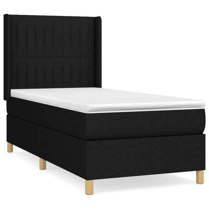Maison Exclusive - Sommier à lattes de lit avec matelas Noir 90x200 cm Tissu