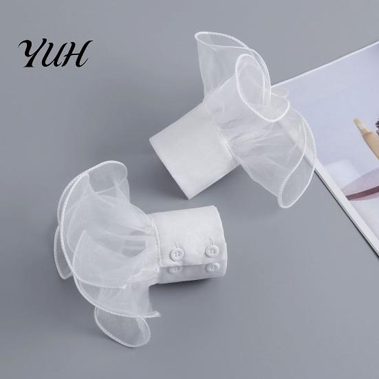 Versatile Decorative Cuffs Detachable Ruffled for Women, Elastic Layered Tulle Fake Cuffs, Party Accessory Wrist Accessories Sweaters Suits
