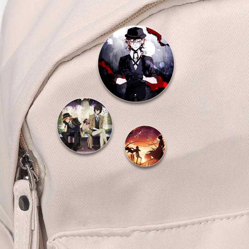 32/44/58 мм мультфильм бродячие собаки Банго HD печать брошь аниме значок вооруженное детективное агентство Дадзай Осаму круглая витрина броши булавка на лацкан ювелирные изделия