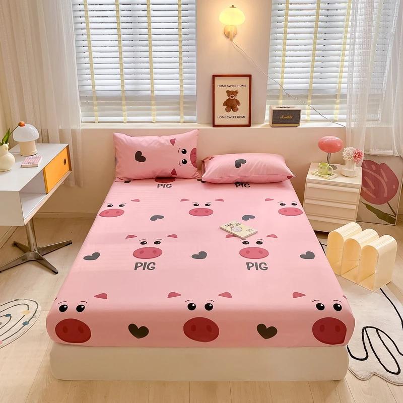 100% Cotton Bed Sheets Breathable Fitted Sheet Non-slip Bed Linen High Quality Mattress Cover roupa de cama (No Pillowcase)