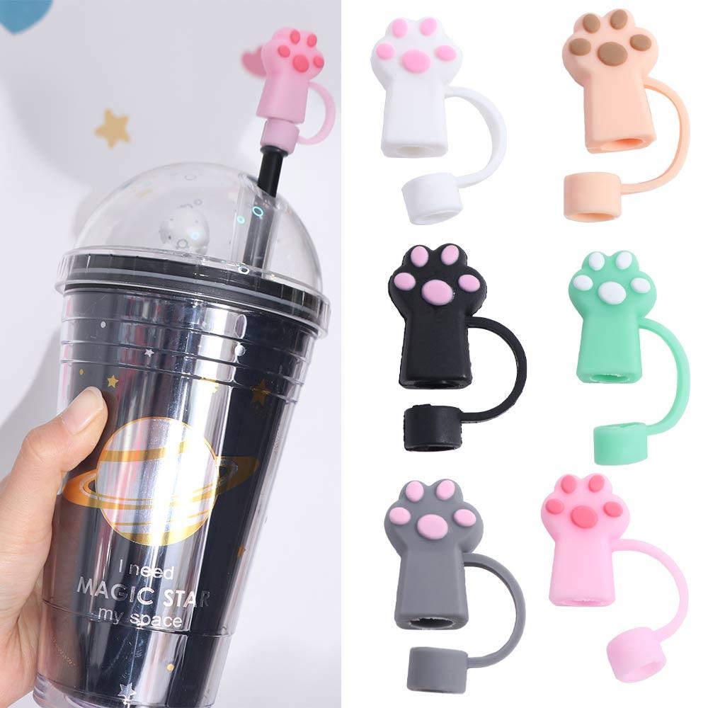Dust-Proof Straw Topper Spill-Proof Straw Tip Cup Accessories Cat Paw Straw Cover  Party