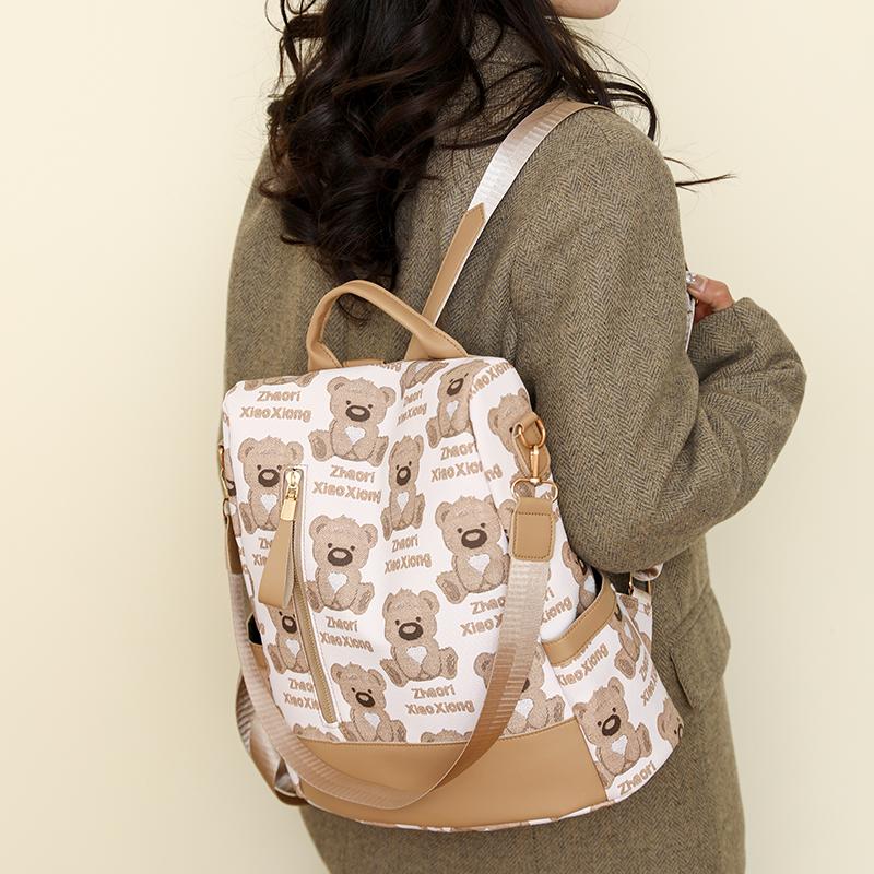 Кожаный рюкзак Женский рюкзак с принтом Дорожная школьная сумка большой емкости