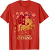Футболка Год Лошади 2026 Огненная Лошадь Новый Год Рождество Модные Футболки Китайский Зодиак Футболка Унисекс 100% Хлопок