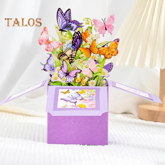 Открытка-раскладушка «Бабочка» Изготовленная вручную объемная бумажная цветочная открытка-раскладушка «Букет цветов» на день рождения, годовщину, День матери