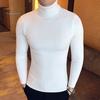 Casual Men Winter Solid Color Turtle Neck Long Sleeve Twist Knitted Slim Sweater