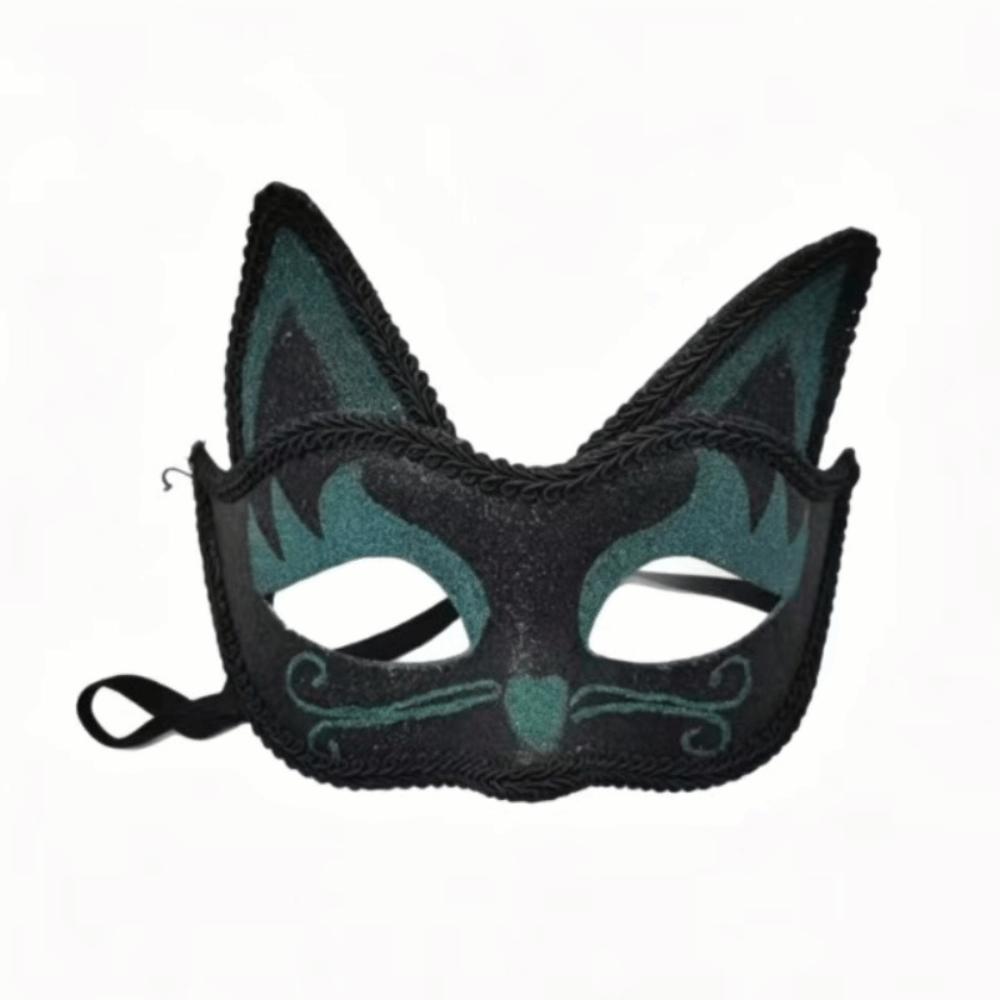 3D Cat Texture Glitter Cat Half Face Mask Funny Cosplay Halloween Cat Party Eye Mask  Themed Party