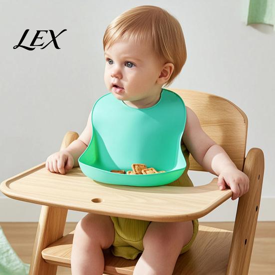 BPA Free Silicone Bibs Baby Bib, Waterproof Soft Adjustable Feeding Durable Skin Friendly Supplies Large Pocket Food Catch Bib for Babies And Toddlers
