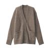 MUJI Wool Blend Boucle Dark Mocha Size S Women's V-Neck Cardigan, BA1PNA4A, Brown,