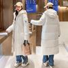 Корейская версия длинной куртки-худи из хлопка для женщин, зимняя новинка, свободная куртка из хлопка, утолщенная теплая куртка-хлеб,