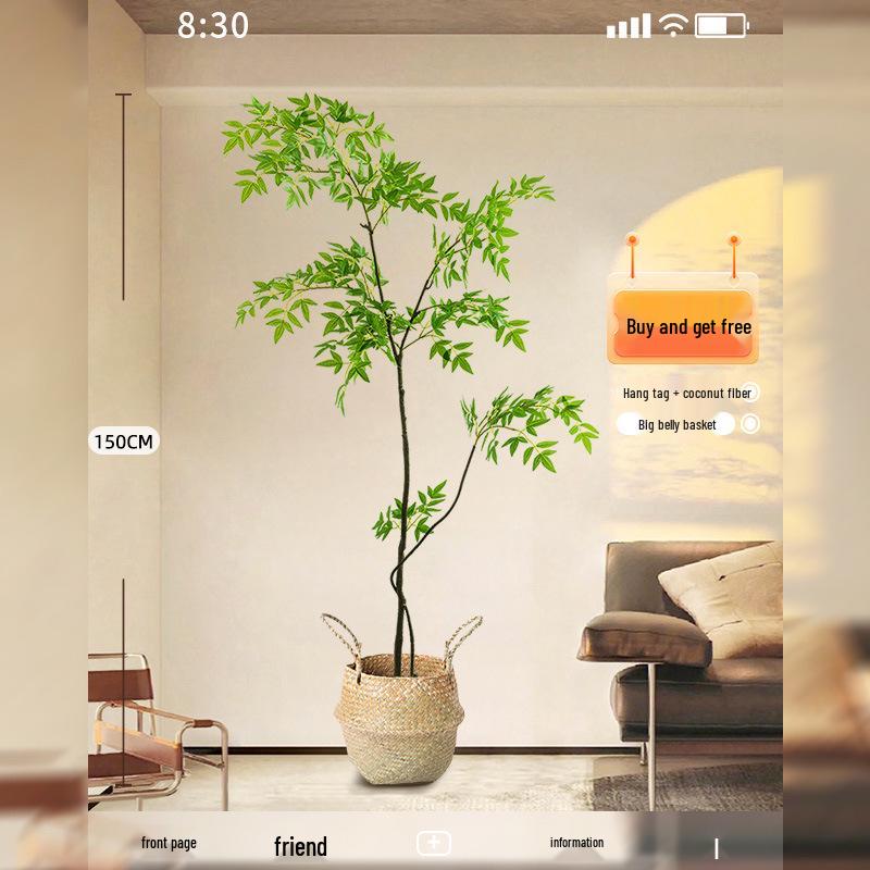 Нандина Роскошное Искусственное Дерево - Напольное Украшение для Помещений и Бионическое Зеленое Растение в Горшке