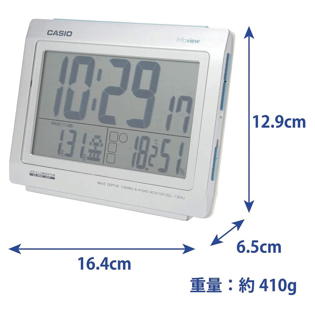 Casio Будильник Радио Серебряный Цифровой Всегда Включен Температура Влажность Окружающей Среды Дисплей Календаря DQL-130NJ-8JF