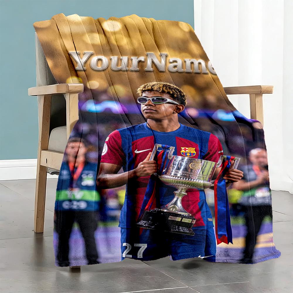 Lamine Yamal 37 Personalized Name Blanket Cozy Personalized Blanket Soft Warm Cozy Versatile for Nap Bed Seaside Chair Ideal for All Seasons