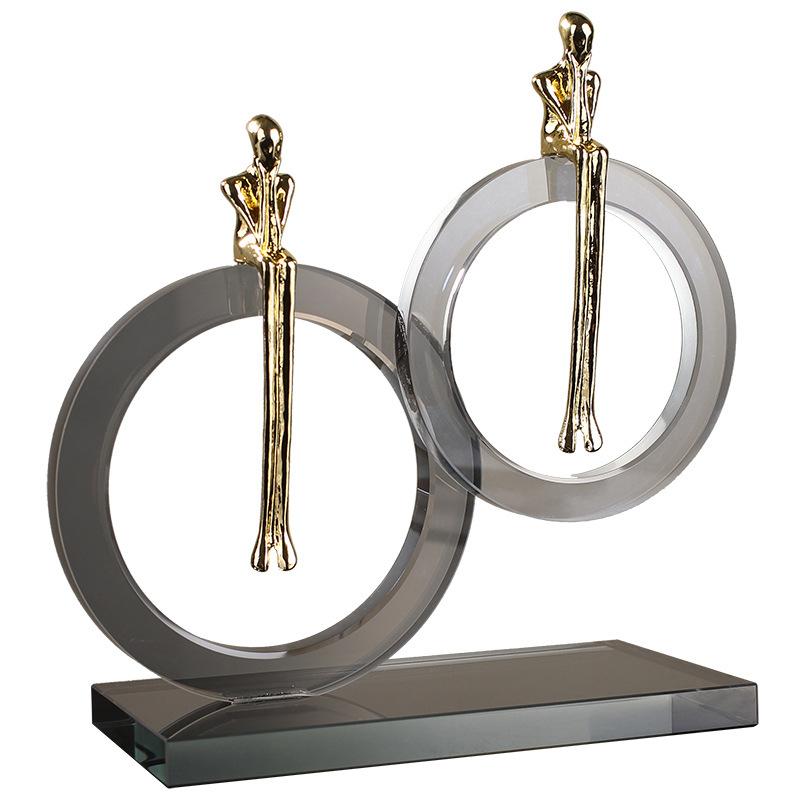 Light Luxury Modern Simple Ring Artificial Crystal Task Ornament Crafts Model Room Desktop Decoration Decoration