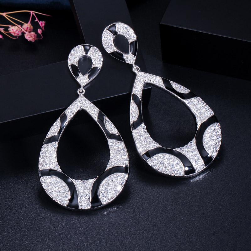 WWJ Уникальные элегантные висячие серьги с цирконами и каплями воды, дизайнерские женские серьги