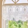 Double Pearls Lace Bottom Ruffled Lace Short Sheer Curtain Floral Short Tulle Drapery Balcony