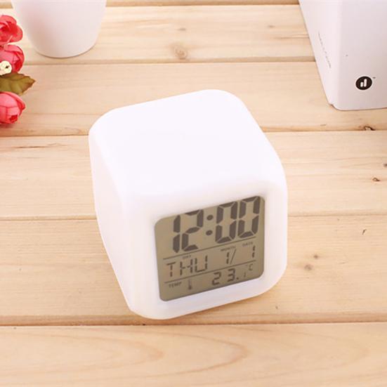 Digital Clock Multifunctional Temperature Display Alarm Clock Square Color Changing Electrical Alarm Clock for Office
