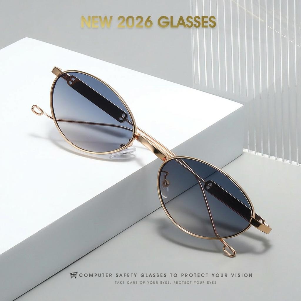 Retro Oval Sunglasses Women Men Vintage Small Frame Metal Sun Glasses Luxury Brand Designer Shades Y2K Steampunk Eyewear