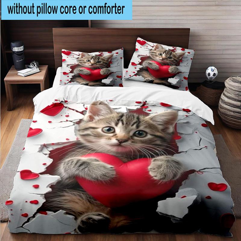 Crystal Cats Fantasy 3pcs Bedding,Including 1pc Duvet Cover And 2pcs Pillowcases Perfect for Christmas,Ideal for Bedroom, Dormitory