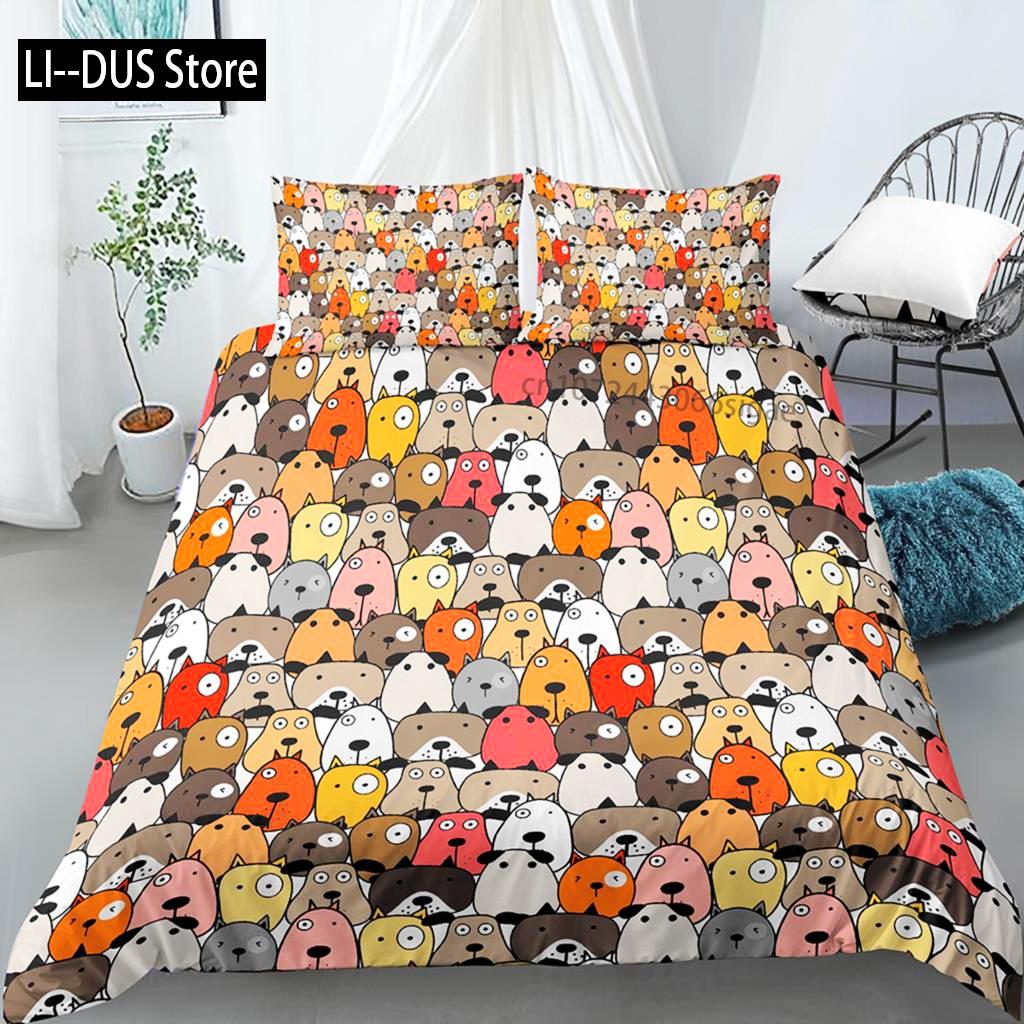 Comforter Cartoon Dog Bedding Sets Cute Pug Home Pet With Pillow Case For Family Home Bedroom Decor Women Children Kids Teen