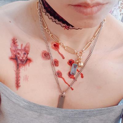 Тату-наклейка тату хной тату-наклейка реквизит для раны, 1 штука, RC-679/один размер