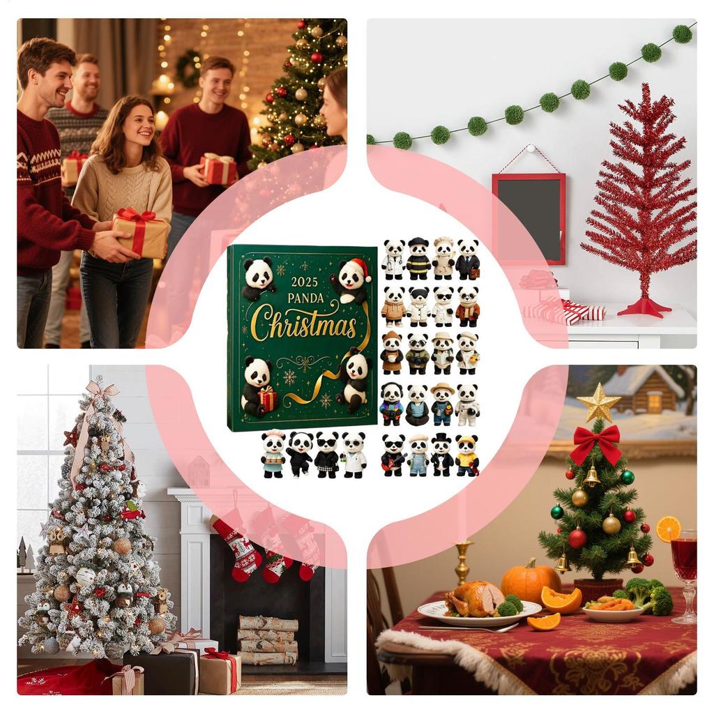 Милый Панда Рождественский Адвент-календарь 24 шт 2D Плоские Акриловые Подвески Панды Рождественский Адвент-календарь Панды 2025 Рождество Navidad