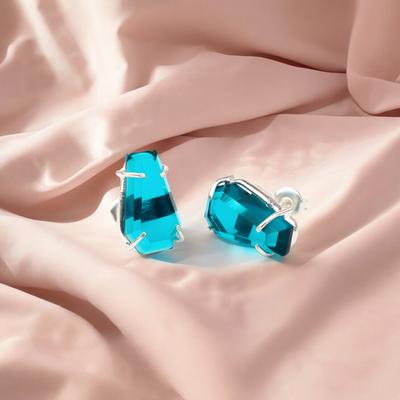 Редкий драгоценный камень апатит Ювелирные изделия из стерлингового серебра 925 пробы Ручная работа Пусеты с застежкой-пуссетой 0,6" EE-131-7