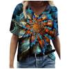 Женская летняя футболка с коротким рукавом и цветочным принтом