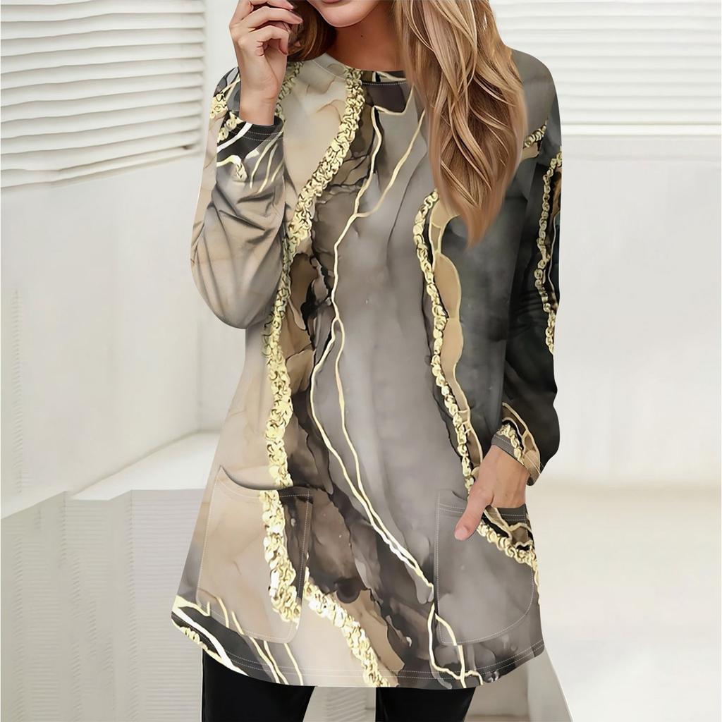 Женская толстовка, пуловер, спортивная одежда, карман, принт, повседневный топ с круглым вырезом и длинными рукавами