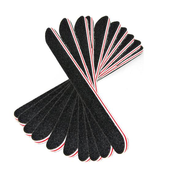 10Pcs Emery Board Large Area Wide Application Sandpaper Black Sand Red Heart Nail File for Salon