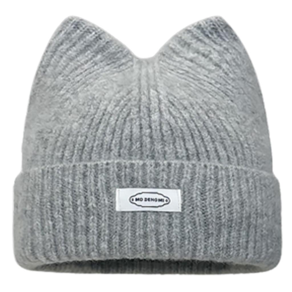 Шапка-бини с кошачьими ушками для студентов и взрослых, ветрозащитная, складная, зимняя шапка, утолщенная шапка-бини в стиле Харадзюку с буквенными наклейками