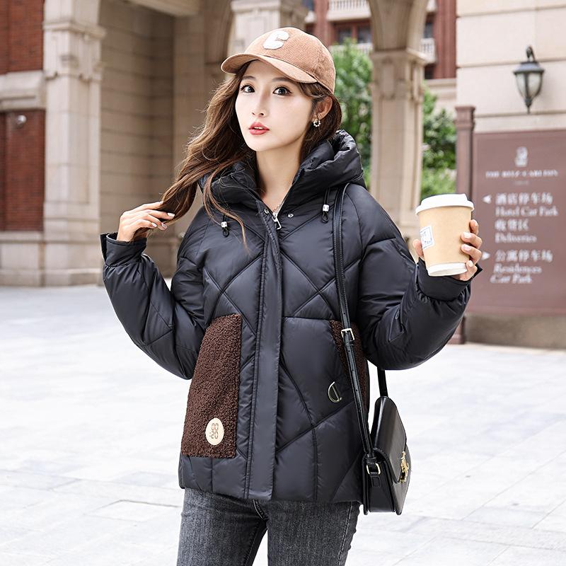 Женская зимняя куртка 2023, новая мода, свободное модное шитье, холодное и теплое короткое пальто с капюшоном
