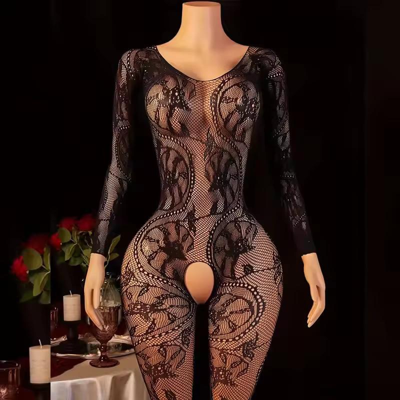 Взрослое сексуальное нижнее белье для женщин Babydoll Горячая эротическая одежда с вырезами, открытый бюстгальтер, боди с цветочным принтом, прозрачные боди