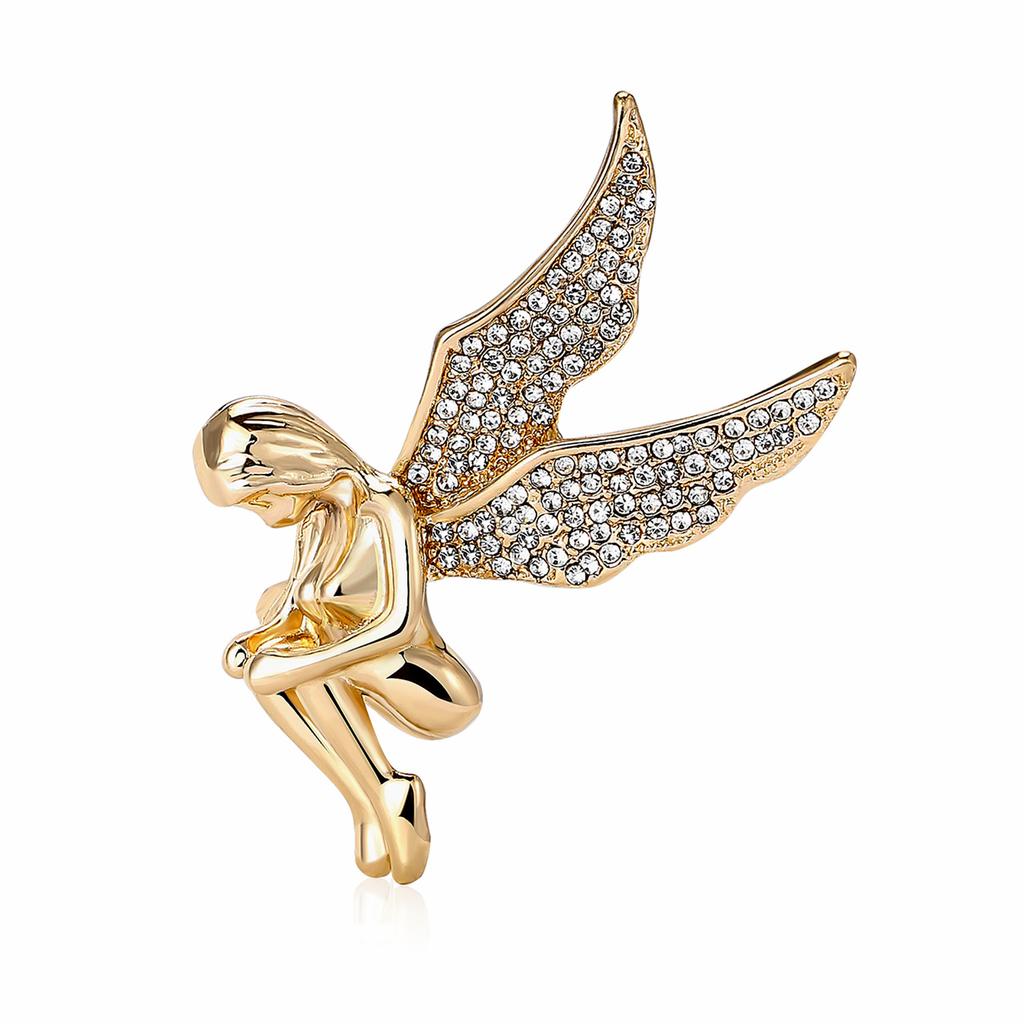 Creative Simple Alloy Rhinestone Angel Brooch Fashionable Versatile Women'S Suit Cardigan Corsage Jewelry Pin