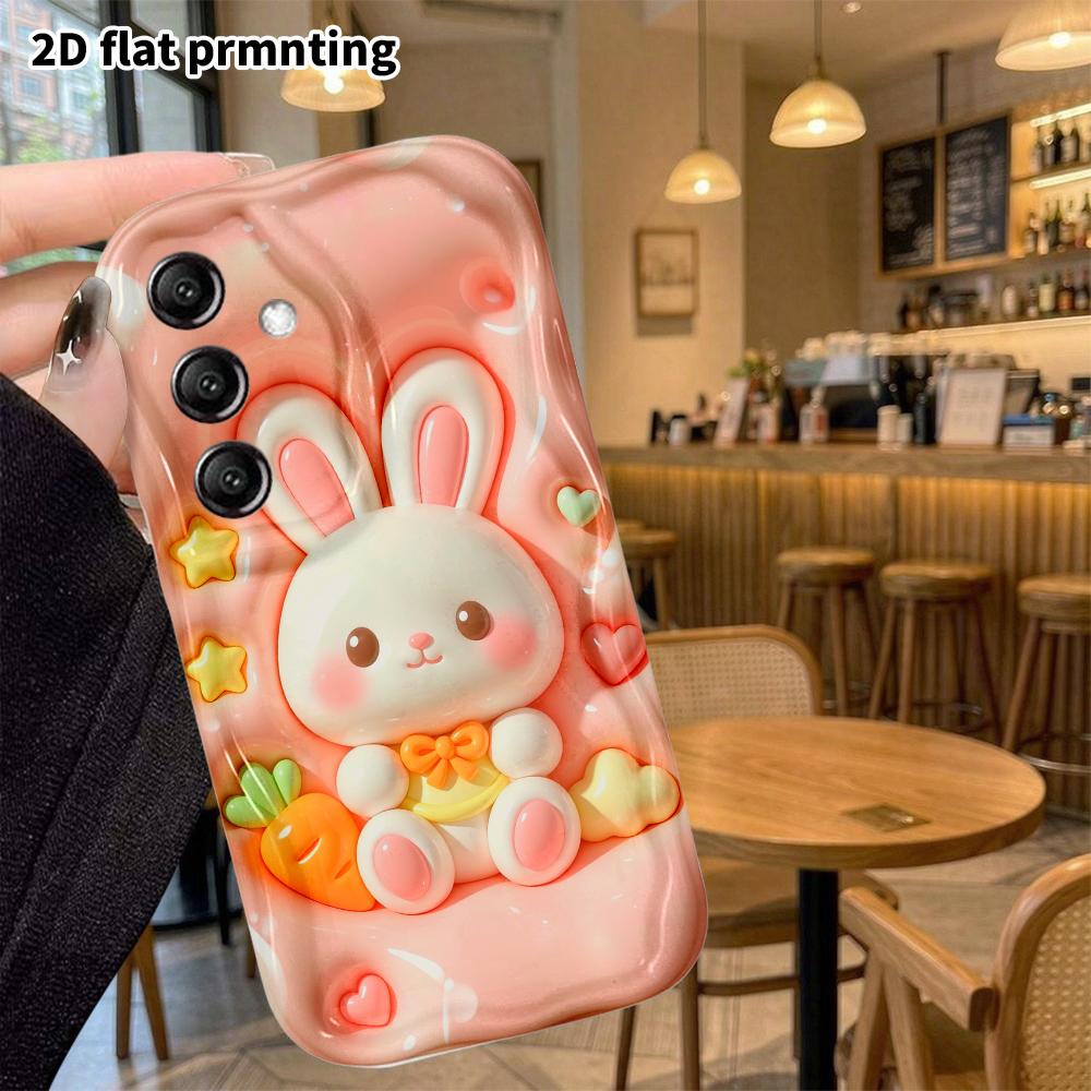 Phone Case: 2D flat, suitable for Samsung Galaxy A34 A35 M05 M06 S20 S22 S21 FE Plus 5G protective cases, with droopy-eared little bunny, perfect Chri