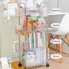 3-ярусная прозрачная тележка для хранения, акриловая тележка на колесиках с подвесной корзиной, акриловый органайзер для ванной, полка для макияжа, книг