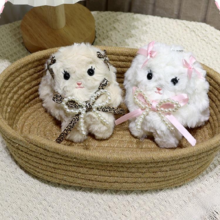 Брелок-кролик с длинными ушами и бантом Плюшевая игрушка Держатель для ключей Стильный аксессуар для студенческой сумки Подарок для девочек и подростков