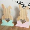 Lovely Hollow Heart Wooden Rabbit Art Craft Children Gift Home Office Decor