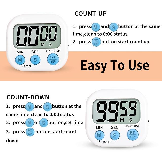 Digital Kitchen Timer for Cooking, Multi-Function Electronic Timer, Big Digits Loud Alarm Strong Magnetic Backing, Classroom Timers for Teachers