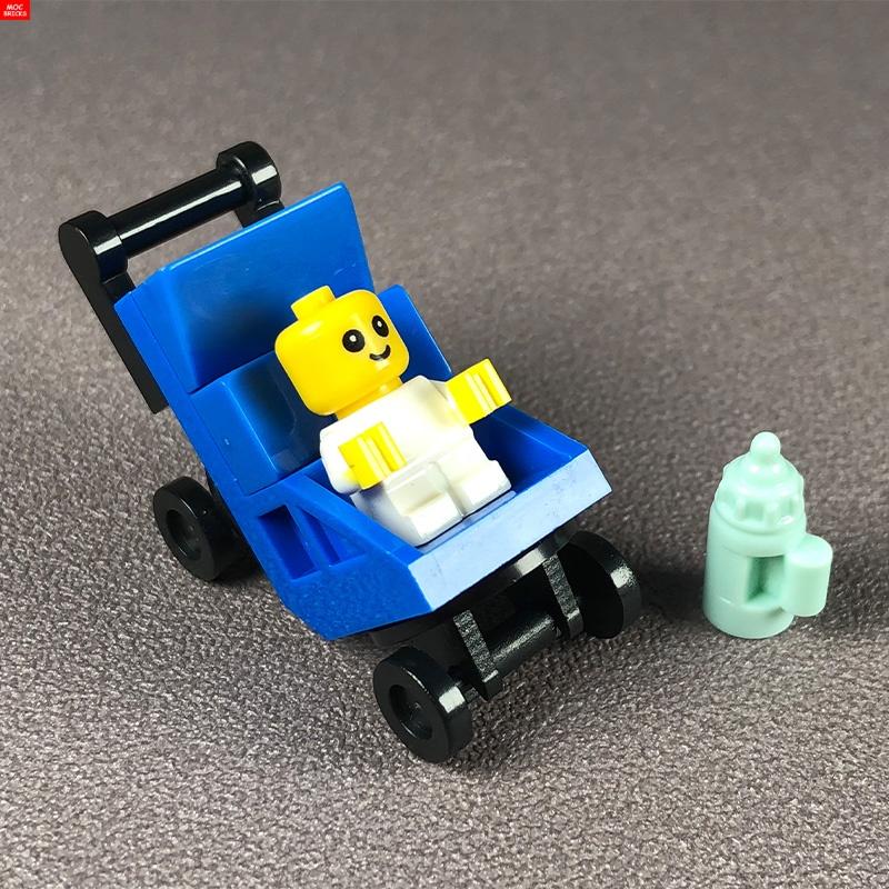 MOC Кубики Детская коляска люлька для младенцев подставка для бутылочки Обучающие Строительные Блоки Игрушки для Детей Девочек Подарок