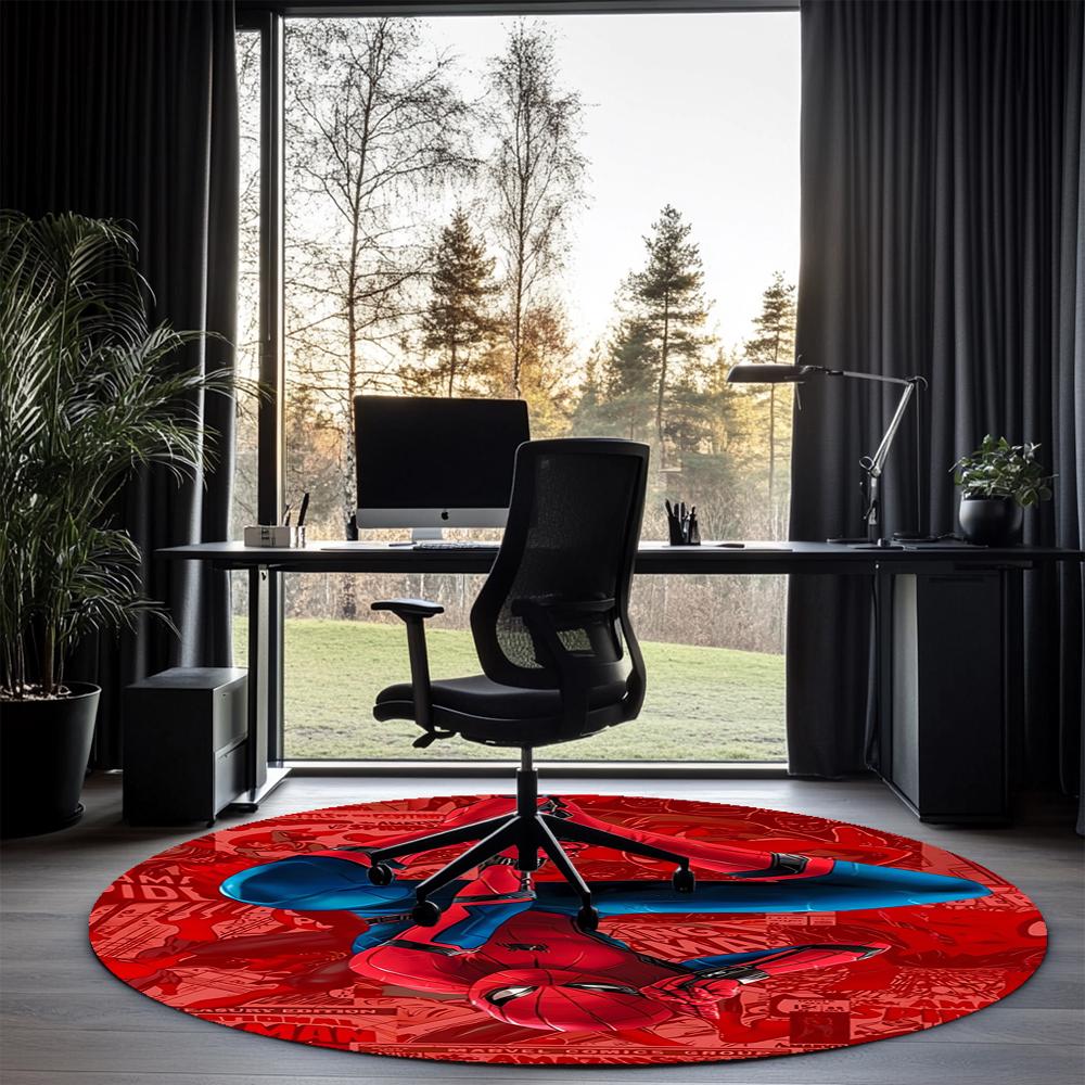 Spider Man Printed Round Rug Carpet Chair Rug Area Rug Entryway Doormats,for Office Chair Living Room Bedroom Kitchen Room.