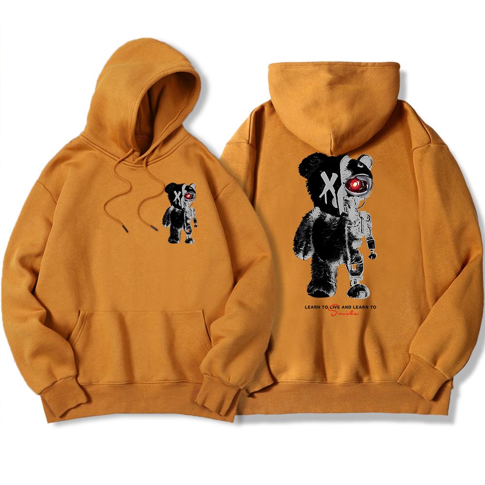 Half A Ted Bear, Half A Robotic Bear Man Hoodie Vintage Oversize Hoody High Quality Sweatshirt Simple Autumn Women Clothes