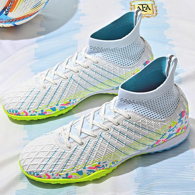 32-45unisex Football Shoes High-top Elastic Socks PVC Rubber Soft Bottom TFFootball Shoes Men's Special Children Competition Training Football Shoes