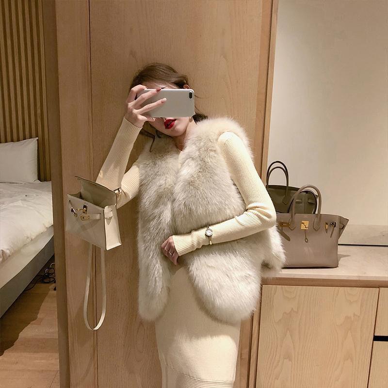 Imitation fur vest women's short 2 autumn and winter new imitation fox fur vest rabbit fur vest sleeveless