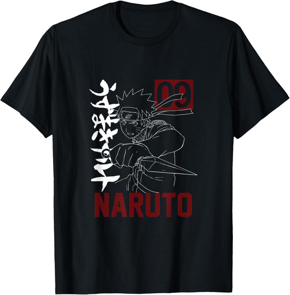 Naruto T-Shirt For Unisex - Anime Graphic With Kunai Kanji Design - Black, Short Sleeve S-6xl