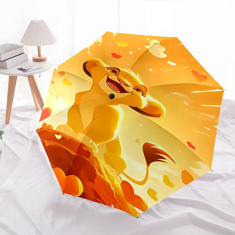 Lion King, Simba Themed Automatic Opening and Closing Umbrella, Brightly Colored 8-rib Portable Umbrella, Suitable for Men and Women, A Perfect Gift f