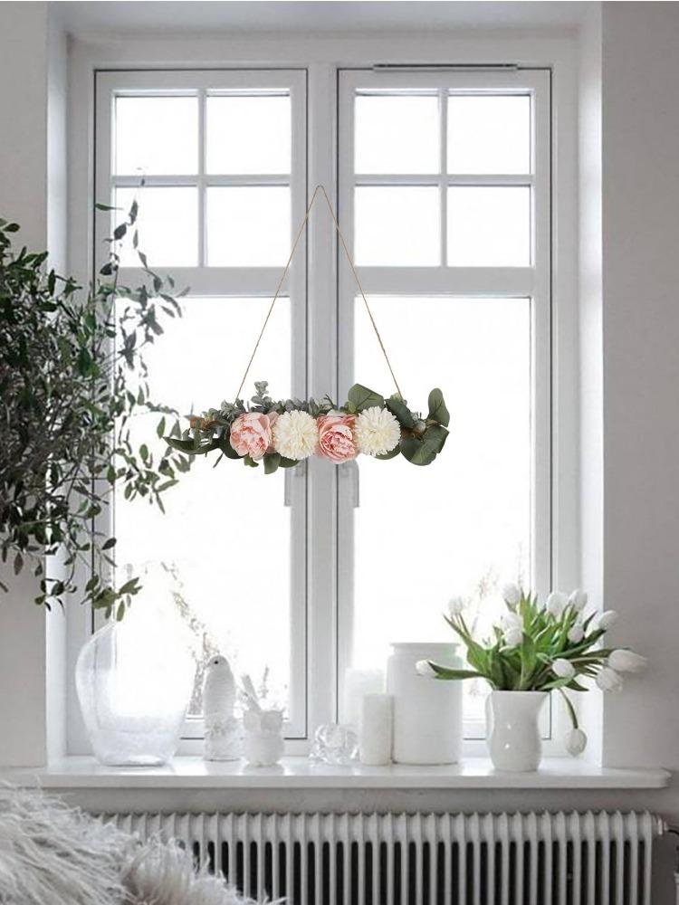 1 шт. искусственный эвкалипт гортензия пион Swag настенный декор бревенчатая ветка подвесной обруч для спальни, гостиной, ванной комнаты, настенный декор