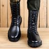 FashionLuxury High Top Mens Ankle Boots Fashion Натуральная кожаная обувь Высококачественные мотоциклетные ботинки на шнуровке Мягкие теплые плюшевые меховые ботинки