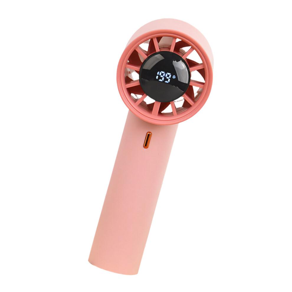 10 Speed Rechargeable Handheld Fan with Digital Display-Pink