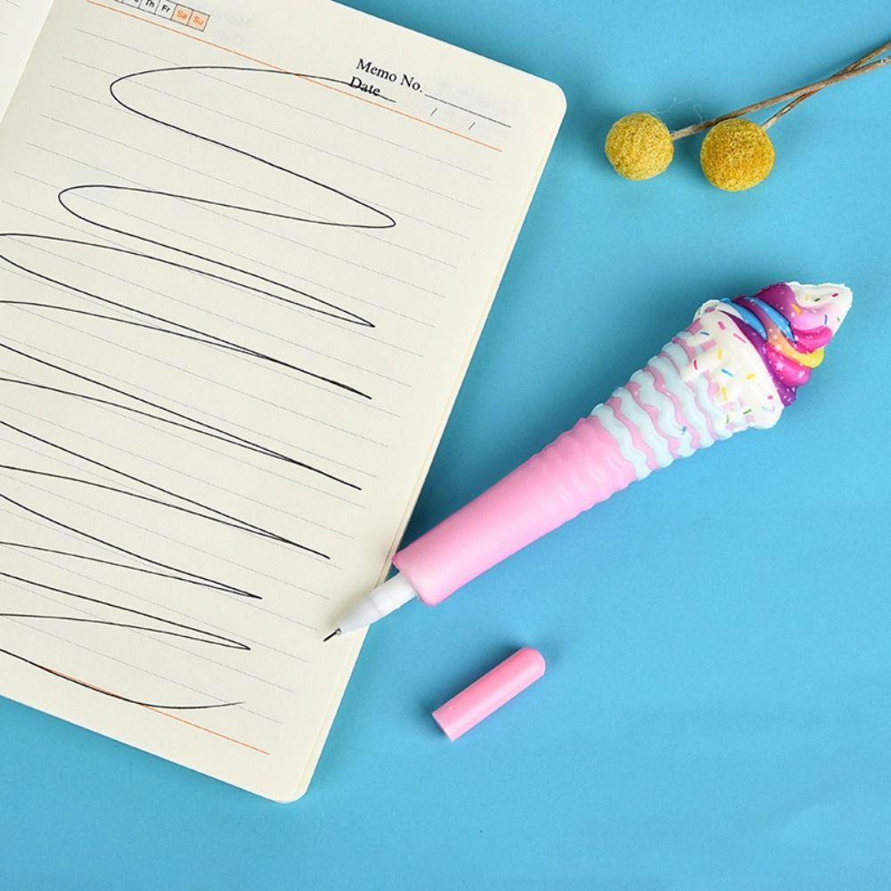 Ice Cream Cute Soft Gel Pen Signature Squeeze Sensory Toy Pen Funny Pinch Bounce Pen  Student