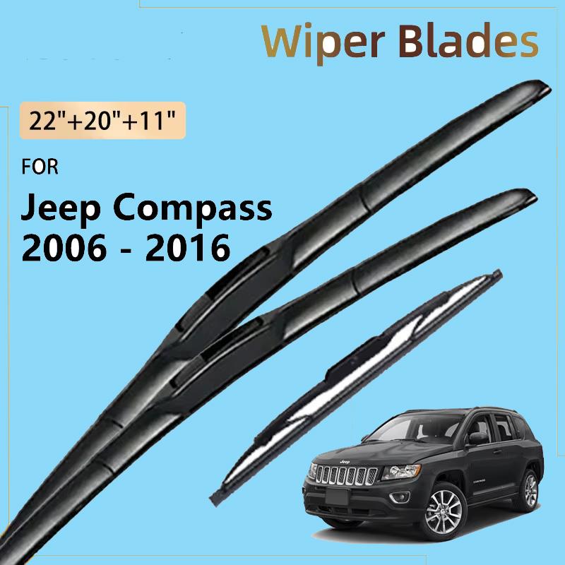 Front Rear Wiper Blades For Jeep Compass MK49 2006 - 2016 2015 2014 2013 2011 2010 2009 2008 2007 Windshield Windscreen Brushes